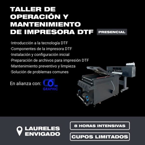 Taller de operación y  mantenimiento de impresora DTF ENVIGADO - 12 y 13 de julio de 2025