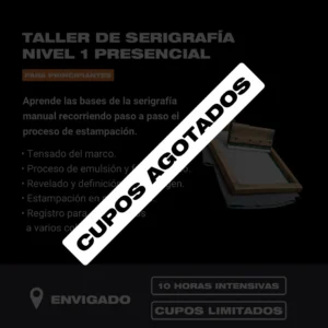 Taller de serigrafía nivel 1 presencial ENVIGADO - Sábado 22 y Domingo 23 de agosto de 2026