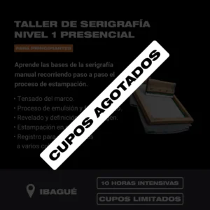 Taller de serigrafía nivel 1 presencial IBAGUÉ - Sábado 12 y Domingo 13 de septiembre de 2026